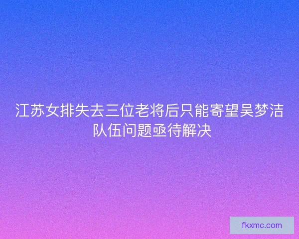 江苏女排失去三位老将后只能寄望吴梦洁 队伍问题亟待解决